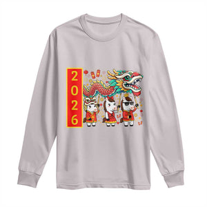 Cute Horse Dragon Dance Long Sleeve Shirt Lunar New Year TS12 Ice Gray Print Your Wear