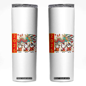 Cute Horse Dragon Dance Skinny Tumbler Lunar New Year TS12 White Print Your Wear