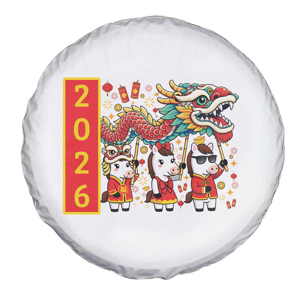 Cute Horse Dragon Dance Spare Tire Cover Lunar New Year TS12 Print Your Wear
