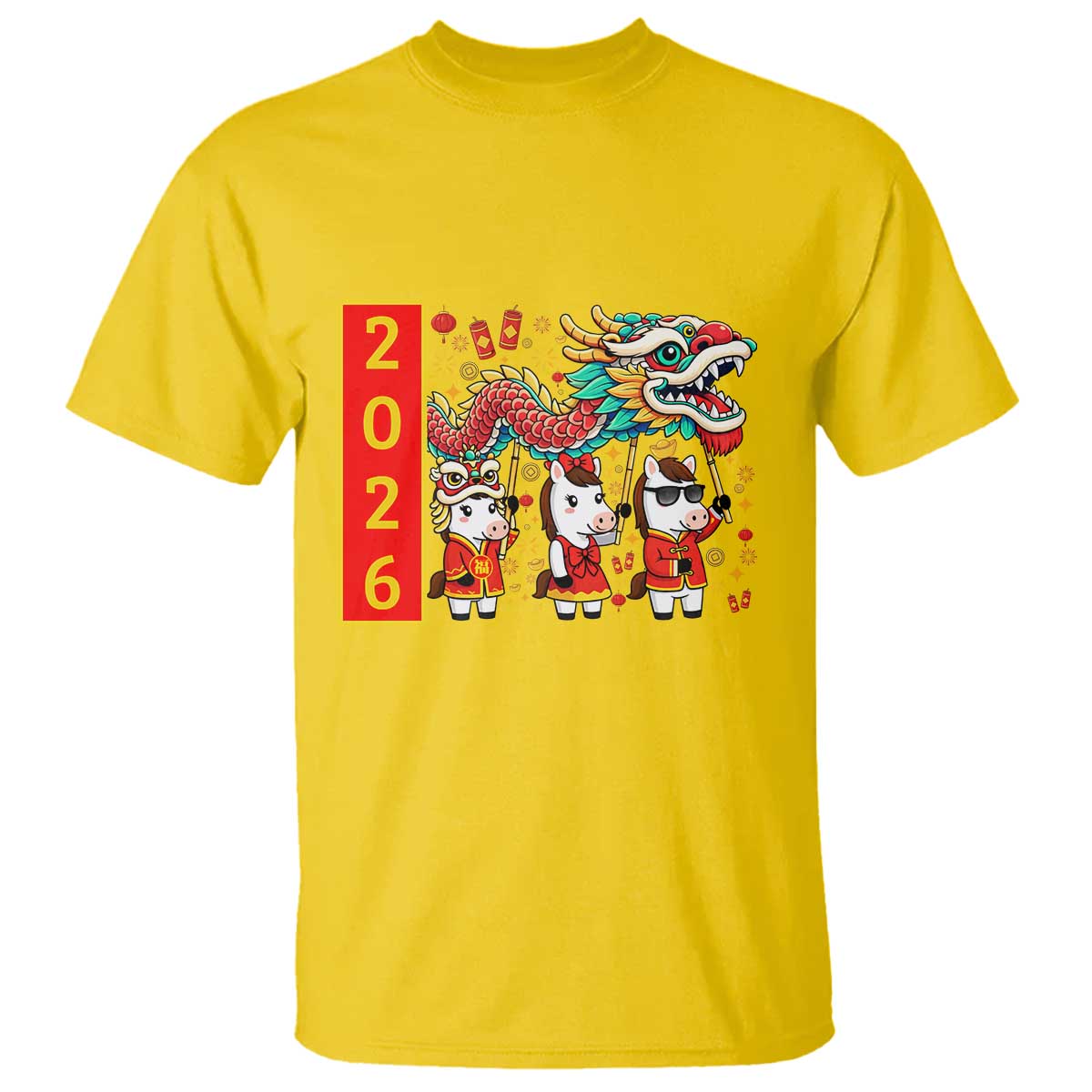 Cute Horse Dragon Dance T Shirt Lunar New Year TS12 Daisy Print Your Wear