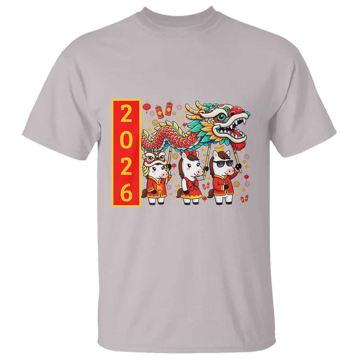 Cute Horse Dragon Dance T Shirt Lunar New Year TS12 Ice Gray Print Your Wear