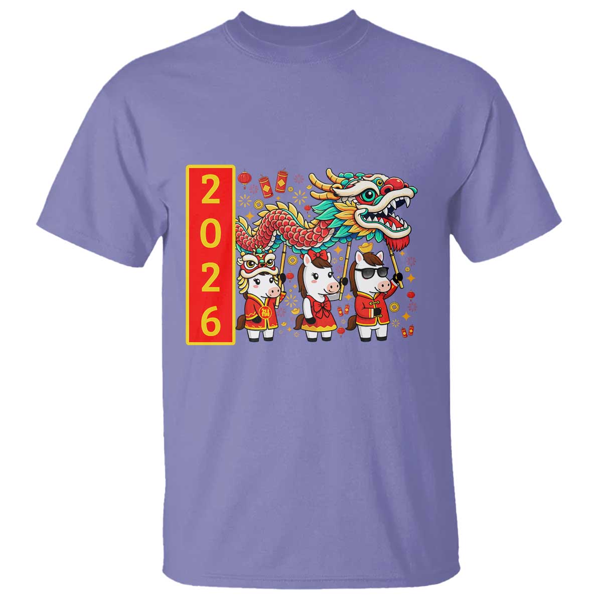 Cute Horse Dragon Dance T Shirt Lunar New Year TS12 Violet Print Your Wear