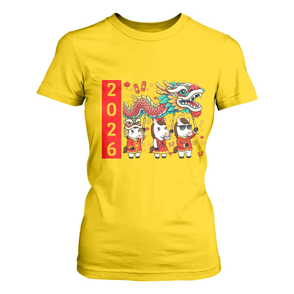 Cute Horse Dragon Dance T Shirt For Women Lunar New Year TS12 Daisy Print Your Wear