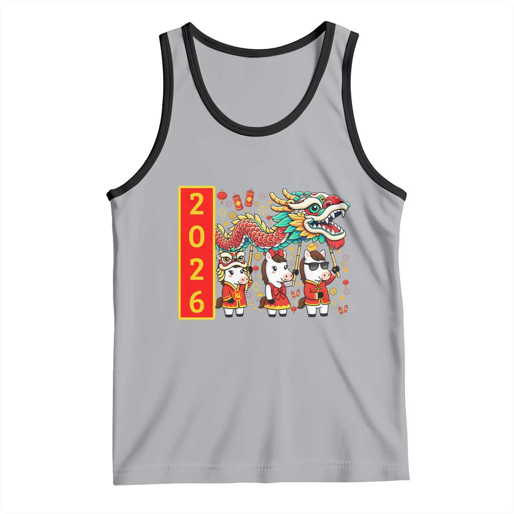 Cute Horse Dragon Dance Tank Top Lunar New Year TS12 Athletic Heather Black Print Your Wear
