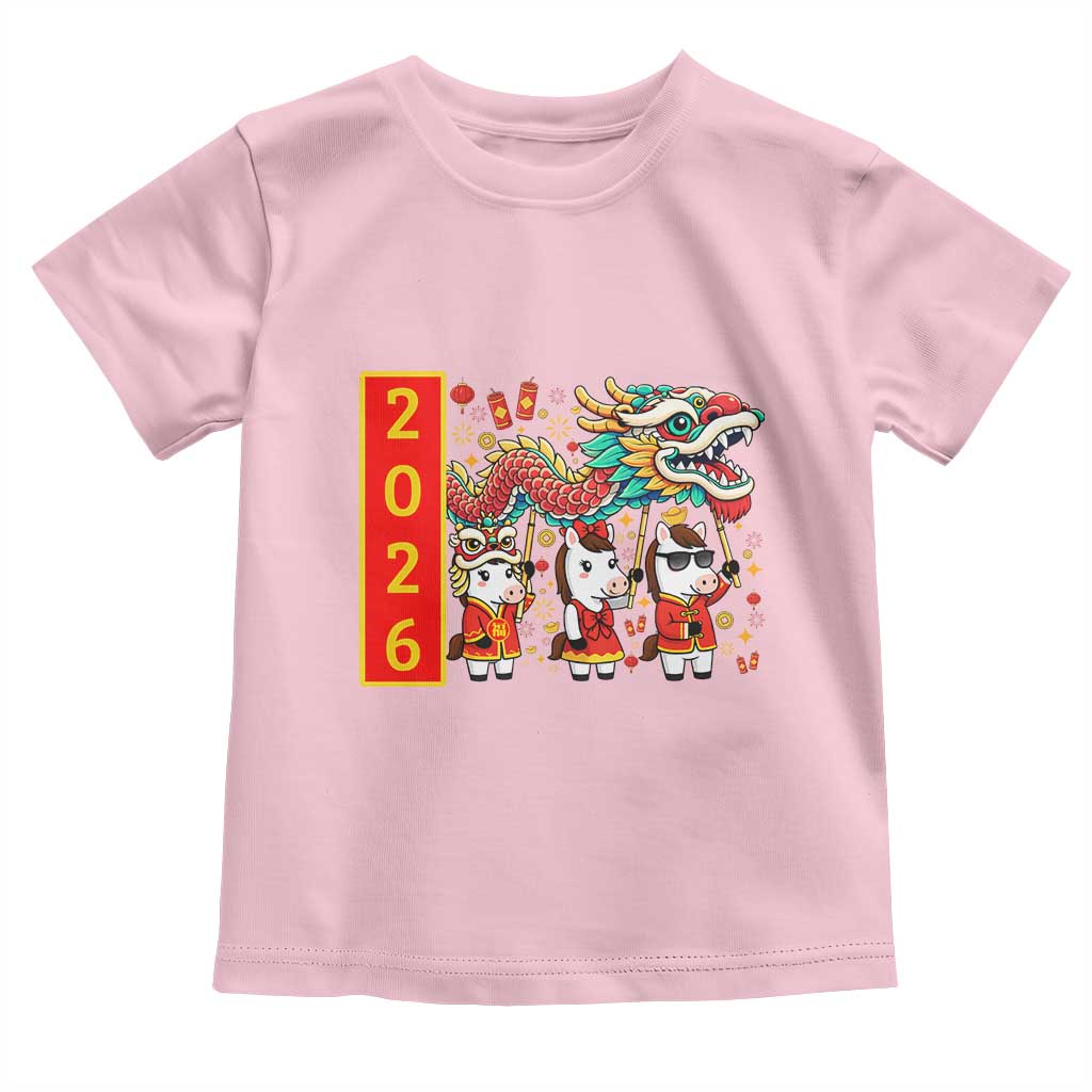 Cute Horse Dragon Dance Toddler T Shirt Lunar New Year TS12 Light Pink Print Your Wear