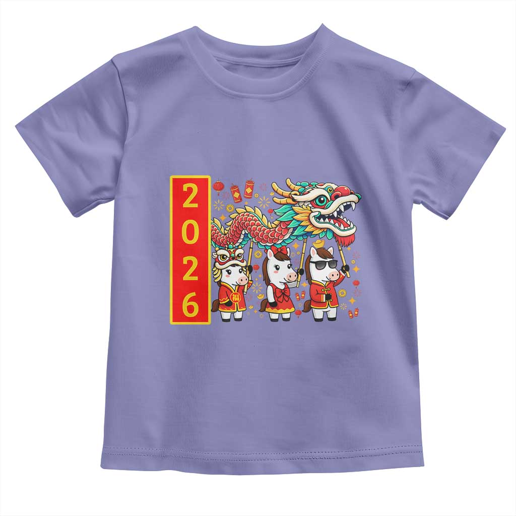 Cute Horse Dragon Dance Toddler T Shirt Lunar New Year TS12 Violet Print Your Wear