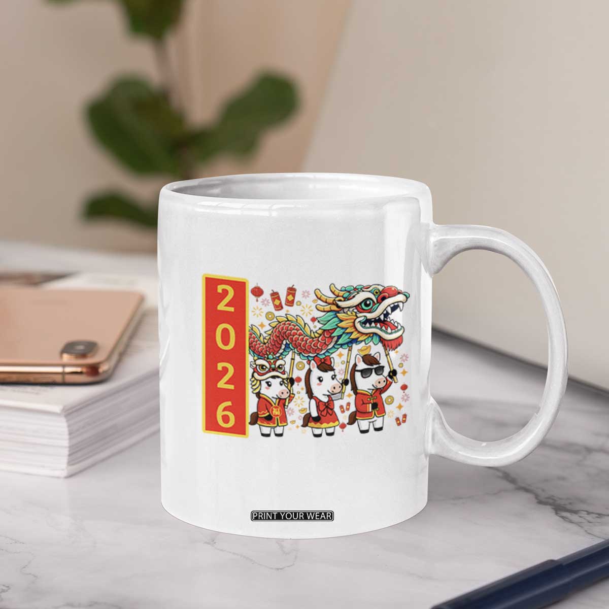 Cute Horse Dragon Dance Coffee Mug Lunar New Year TS12 Print Your Wear