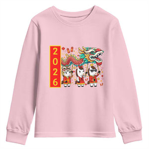 Cute Horse Dragon Dance Youth Sweatshirt Lunar New Year TS12 Light Pink Print Your Wear