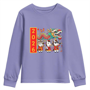 Cute Horse Dragon Dance Youth Sweatshirt Lunar New Year TS12 Violet Print Your Wear