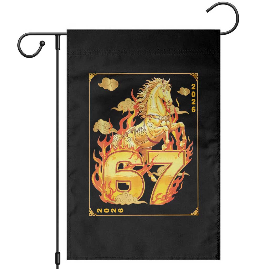 Funny Horse Six Seven Meme Garden Flag Happy Lunar New Year TS12 Black Print Your Wear