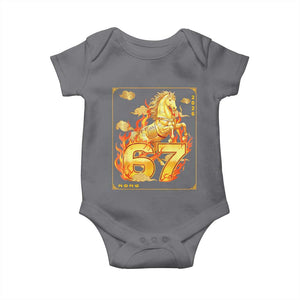 Funny Horse Six Seven Meme Baby Onesie Happy Lunar New Year TS12 Charcoal Print Your Wear