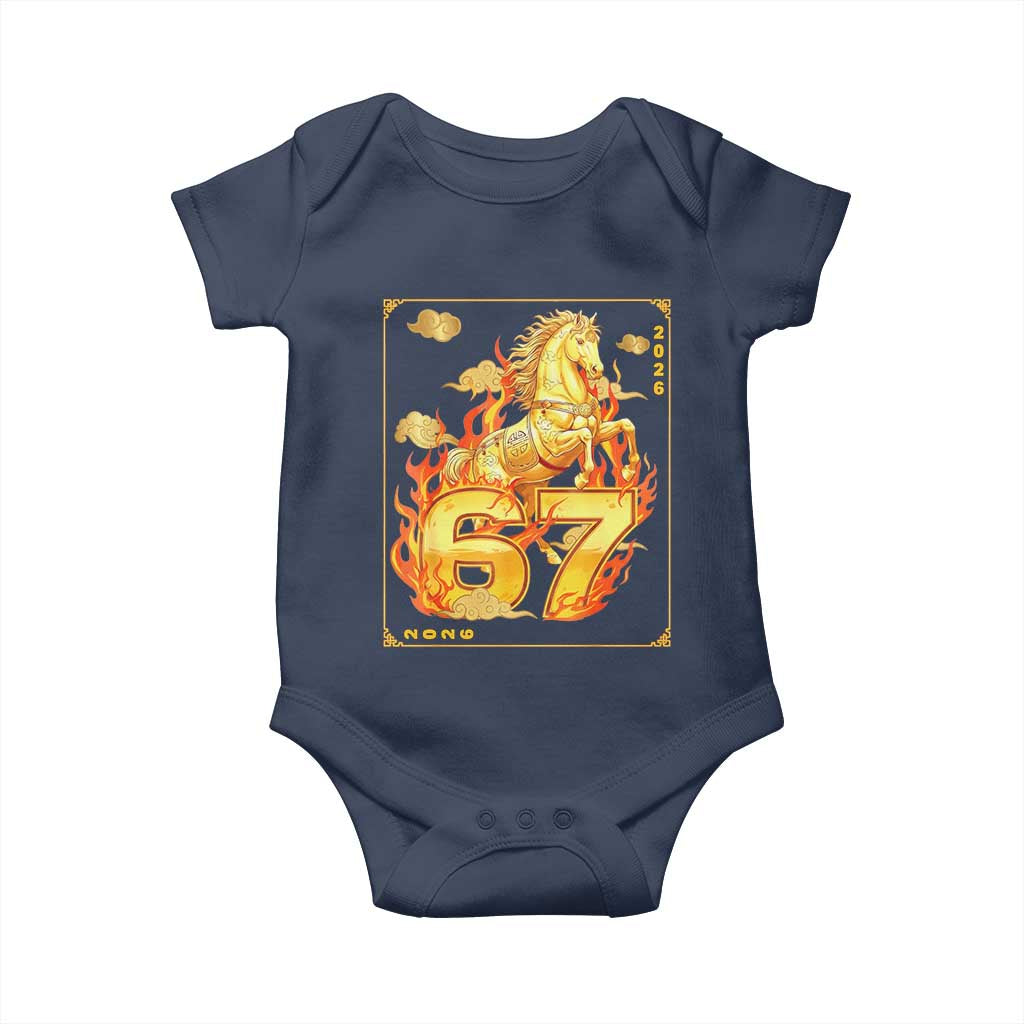 Funny Horse Six Seven Meme Baby Onesie Happy Lunar New Year TS12 Navy Print Your Wear