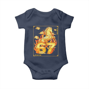 Funny Horse Six Seven Meme Baby Onesie Happy Lunar New Year TS12 Navy Print Your Wear