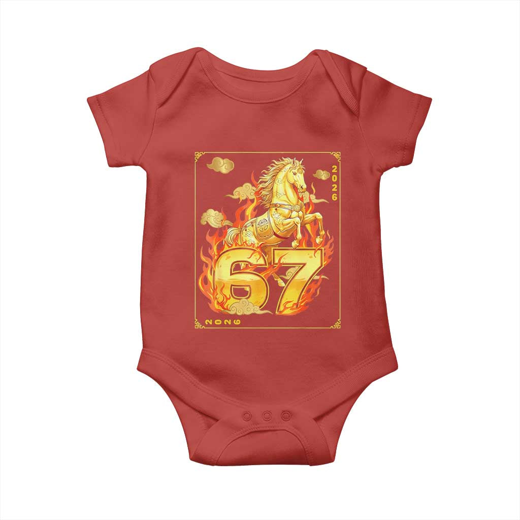 Funny Horse Six Seven Meme Baby Onesie Happy Lunar New Year TS12 Red Print Your Wear