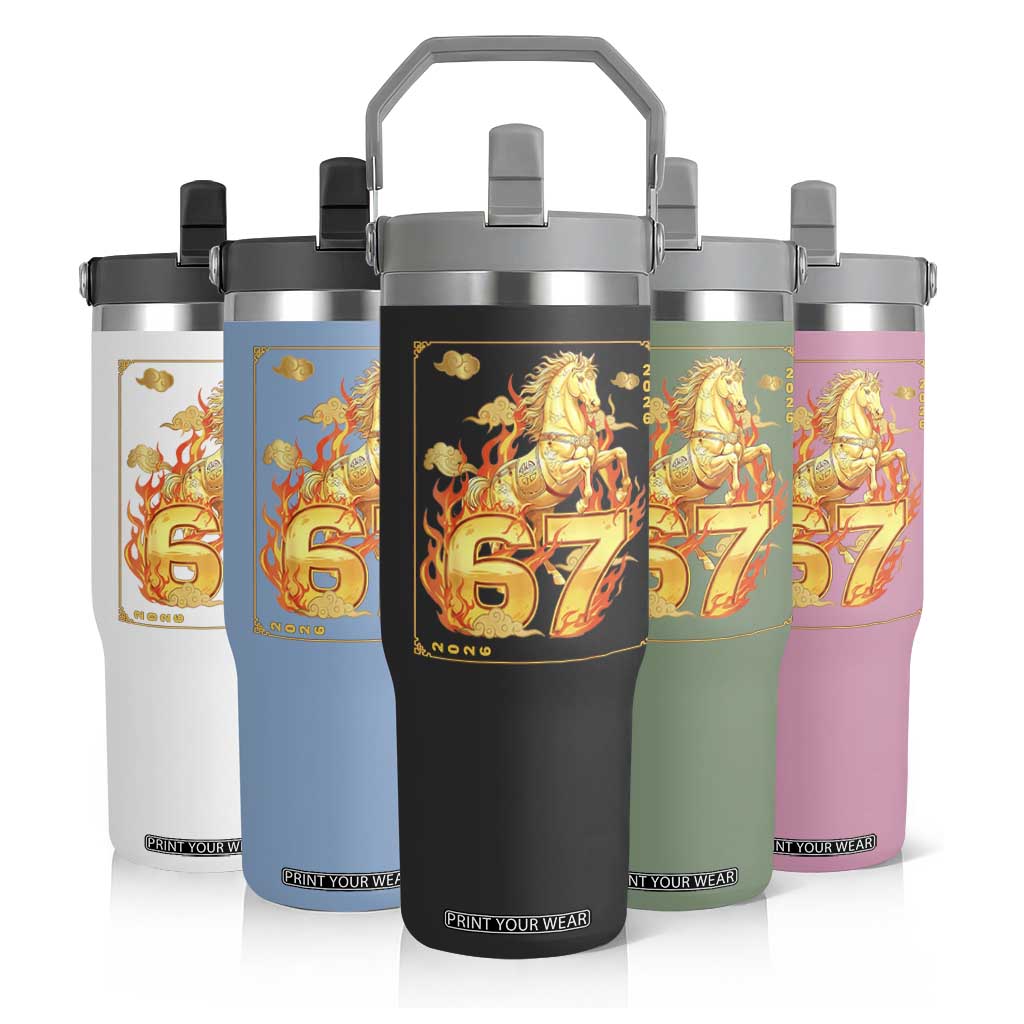 Funny Horse Six Seven Meme Flip Straw Tumbler Happy Lunar New Year TS12 Print Your Wear