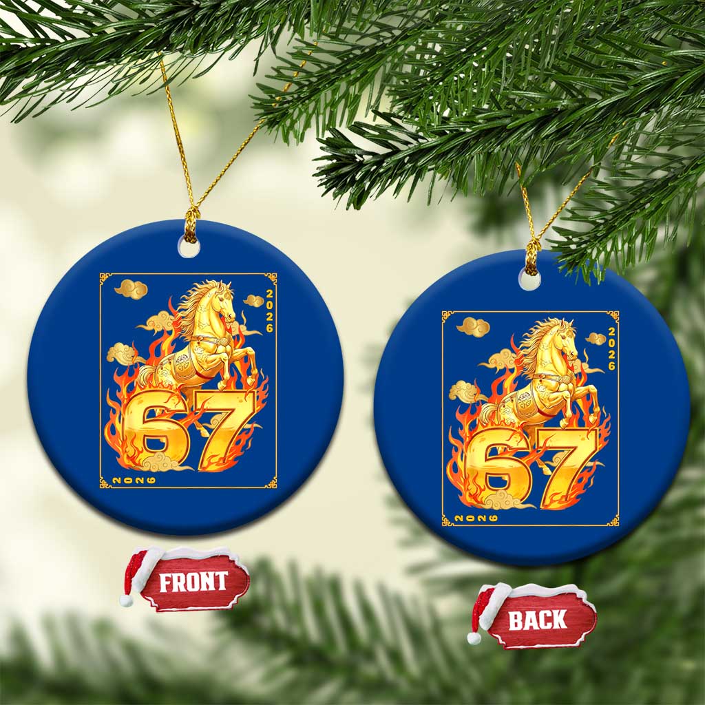 Funny Horse Six Seven Meme Ceramic Ornament Happy Lunar New Year TS12 1pc Blue Print Your Wear