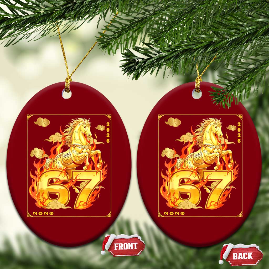Funny Horse Six Seven Meme Ceramic Ornament Happy Lunar New Year TS12 Print Your Wear