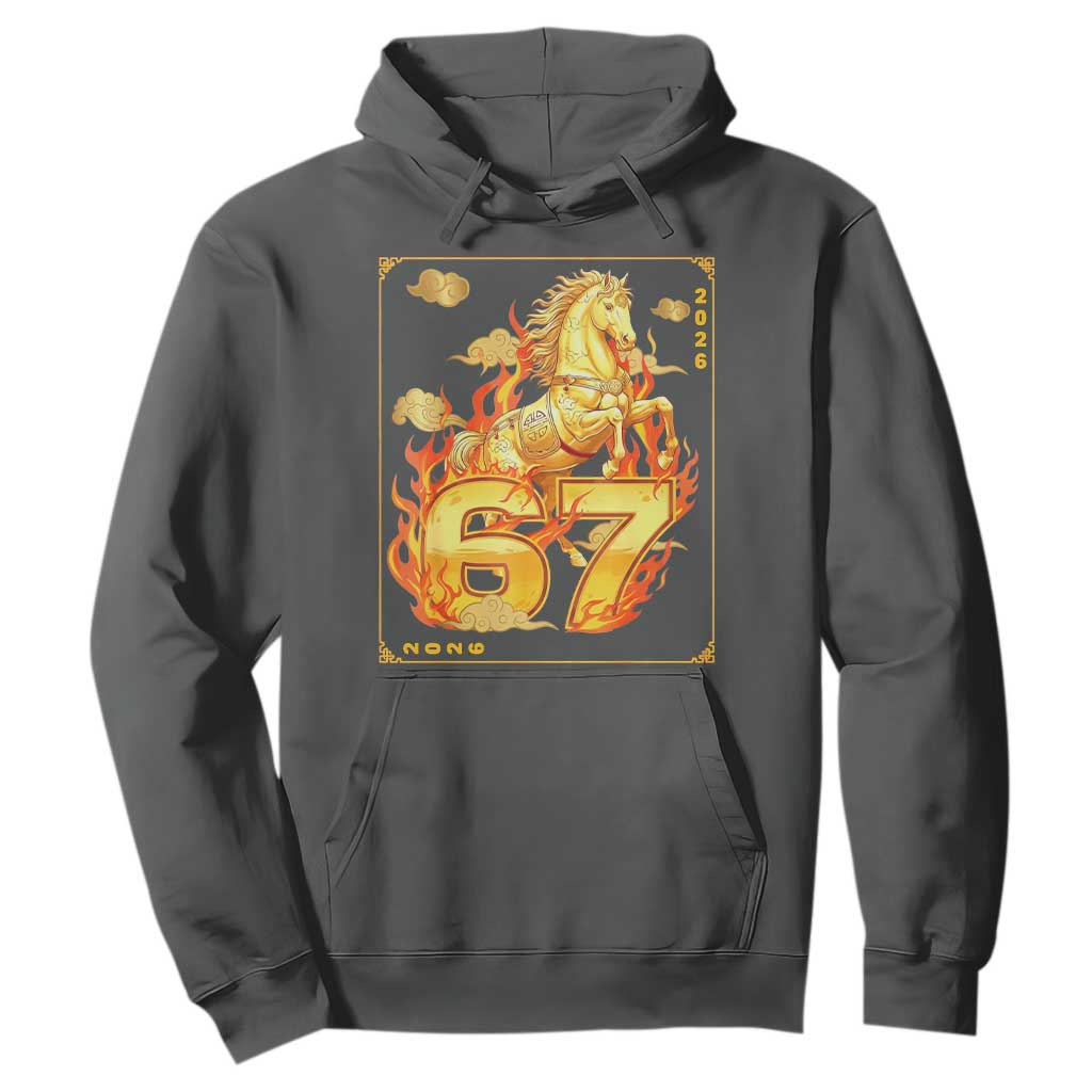 Funny Horse Six Seven Meme Hoodie Happy Lunar New Year TS12 Dark Heather Print Your Wear