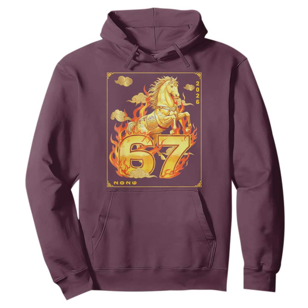Funny Horse Six Seven Meme Hoodie Happy Lunar New Year TS12 Maroon Print Your Wear