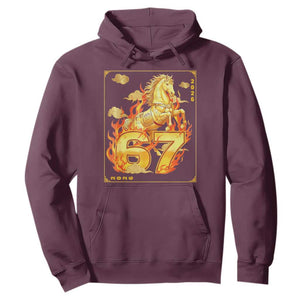 Funny Horse Six Seven Meme Hoodie Happy Lunar New Year TS12 Maroon Print Your Wear