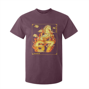 Funny Horse Six Seven Meme T Shirt For Kid Happy Lunar New Year TS12 Maroon Print Your Wear