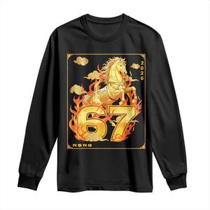 Funny Horse Six Seven Meme Long Sleeve Shirt Happy Lunar New Year TS12 Black Print Your Wear