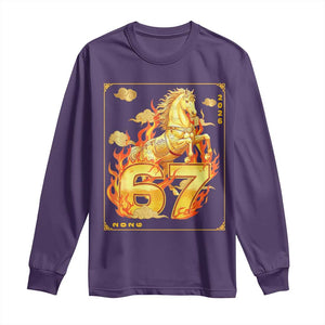 Funny Horse Six Seven Meme Long Sleeve Shirt Happy Lunar New Year TS12 Purple Print Your Wear