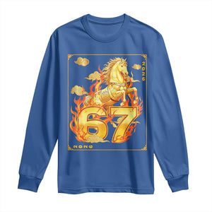 Funny Horse Six Seven Meme Long Sleeve Shirt Happy Lunar New Year TS12 Royal Blue Print Your Wear