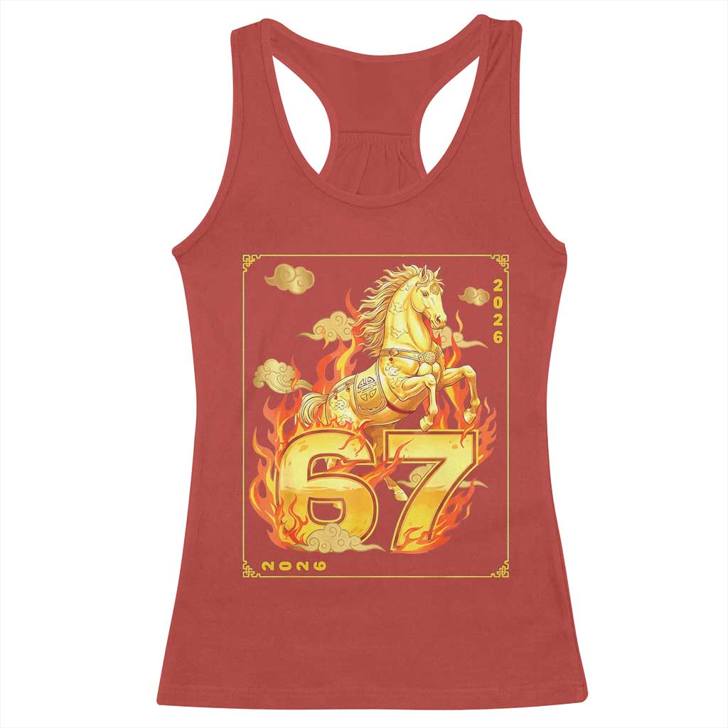 Funny Horse Six Seven Meme Racerback Tank Top Happy Lunar New Year TS12 Red Print Your Wear