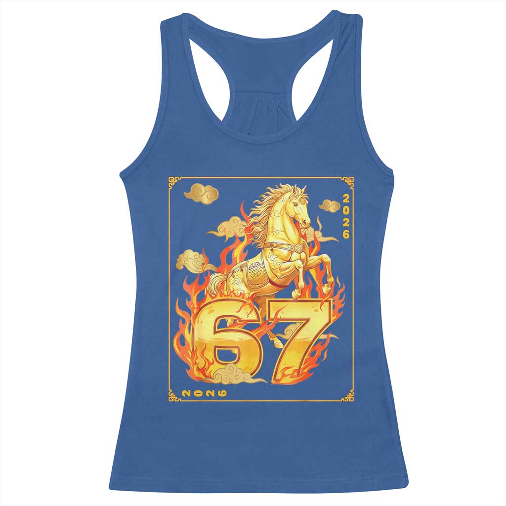 Funny Horse Six Seven Meme Racerback Tank Top Happy Lunar New Year TS12 Royal Blue Print Your Wear