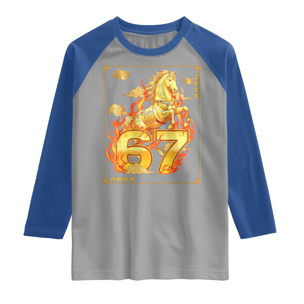 Funny Horse Six Seven Meme Raglan Shirt Happy Lunar New Year TS12 Sport Gray Royal Print Your Wear