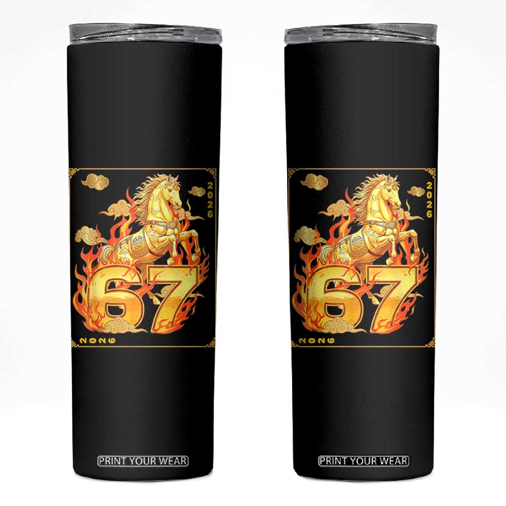 Funny Horse Six Seven Meme Skinny Tumbler Happy Lunar New Year TS12 Black Print Your Wear