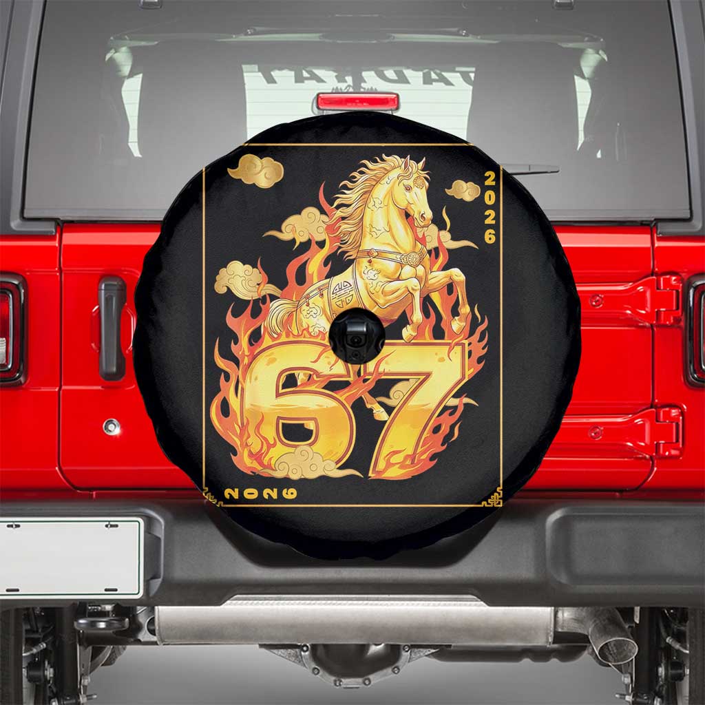 Funny Horse Six Seven Meme Spare Tire Cover Happy Lunar New Year TS12 Black Print Your Wear