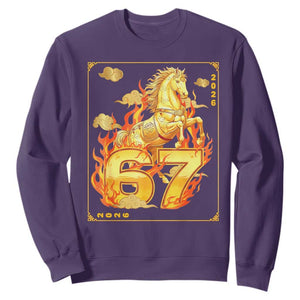 Funny Horse Six Seven Meme Sweatshirt Happy Lunar New Year TS12 Purple Print Your Wear