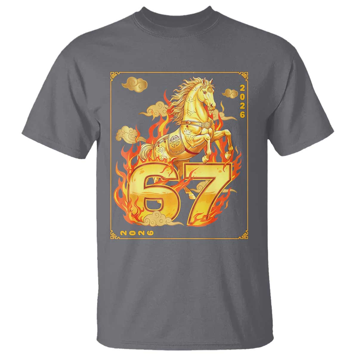 Funny Horse Six Seven Meme T Shirt Happy Lunar New Year TS12 Charcoal Print Your Wear