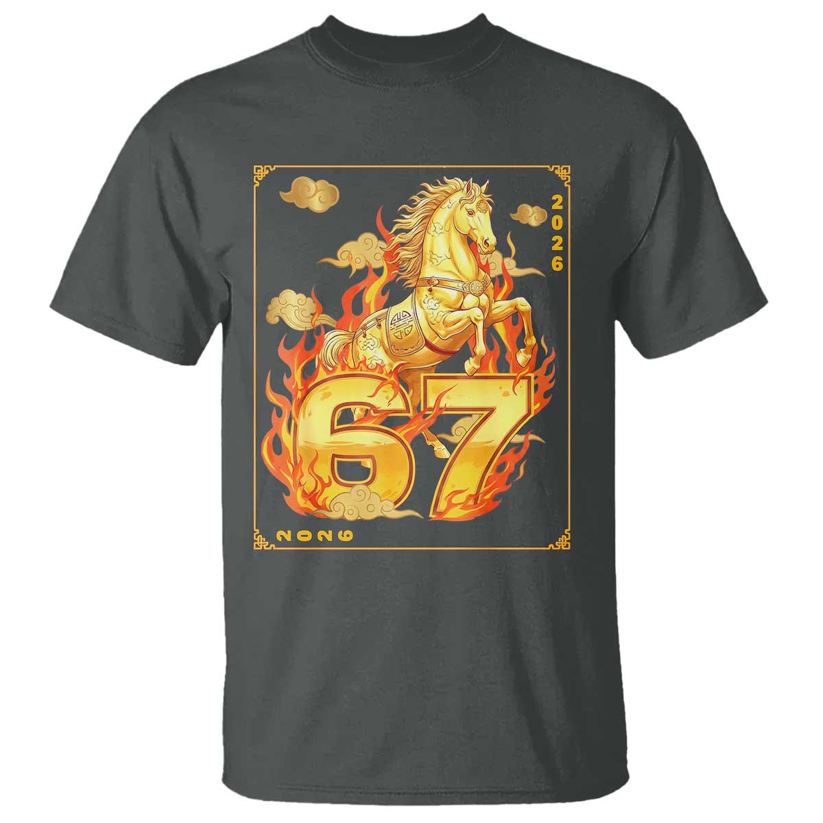 Funny Horse Six Seven Meme T Shirt Happy Lunar New Year TS12 Dark Heather Print Your Wear