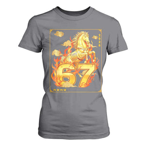 Funny Horse Six Seven Meme T Shirt For Women Happy Lunar New Year TS12 Charcoal Print Your Wear