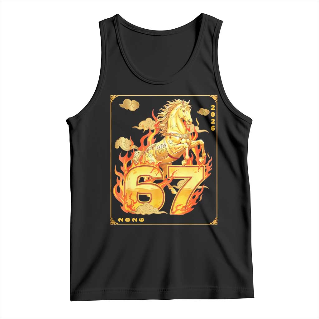 Funny Horse Six Seven Meme Tank Top Happy Lunar New Year TS12 Black Print Your Wear