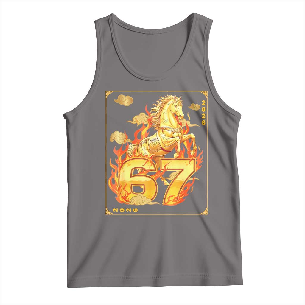 Funny Horse Six Seven Meme Tank Top Happy Lunar New Year TS12 Deep Heather Print Your Wear