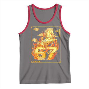 Funny Horse Six Seven Meme Tank Top Happy Lunar New Year TS12 Deep Heather Red Print Your Wear