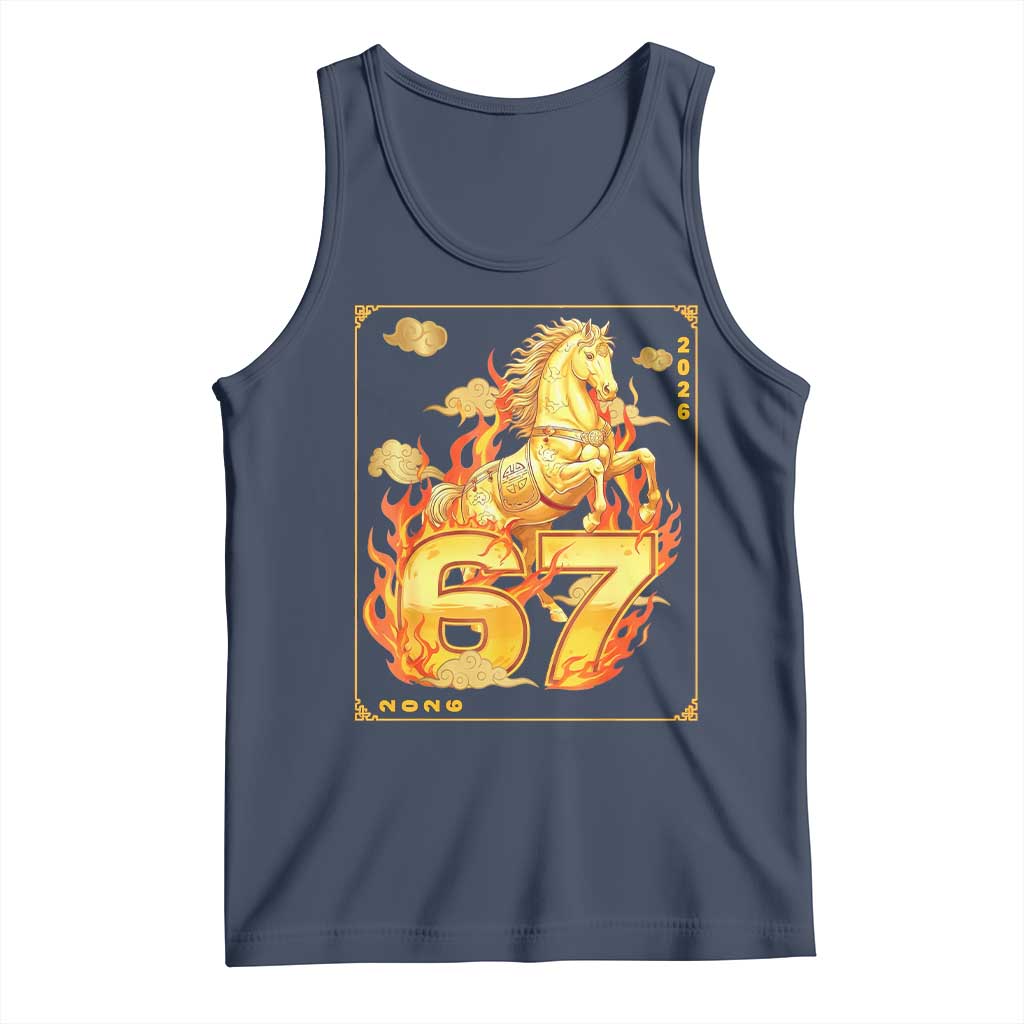 Funny Horse Six Seven Meme Tank Top Happy Lunar New Year TS12 Navy Print Your Wear
