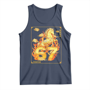 Funny Horse Six Seven Meme Tank Top Happy Lunar New Year TS12 Navy Print Your Wear