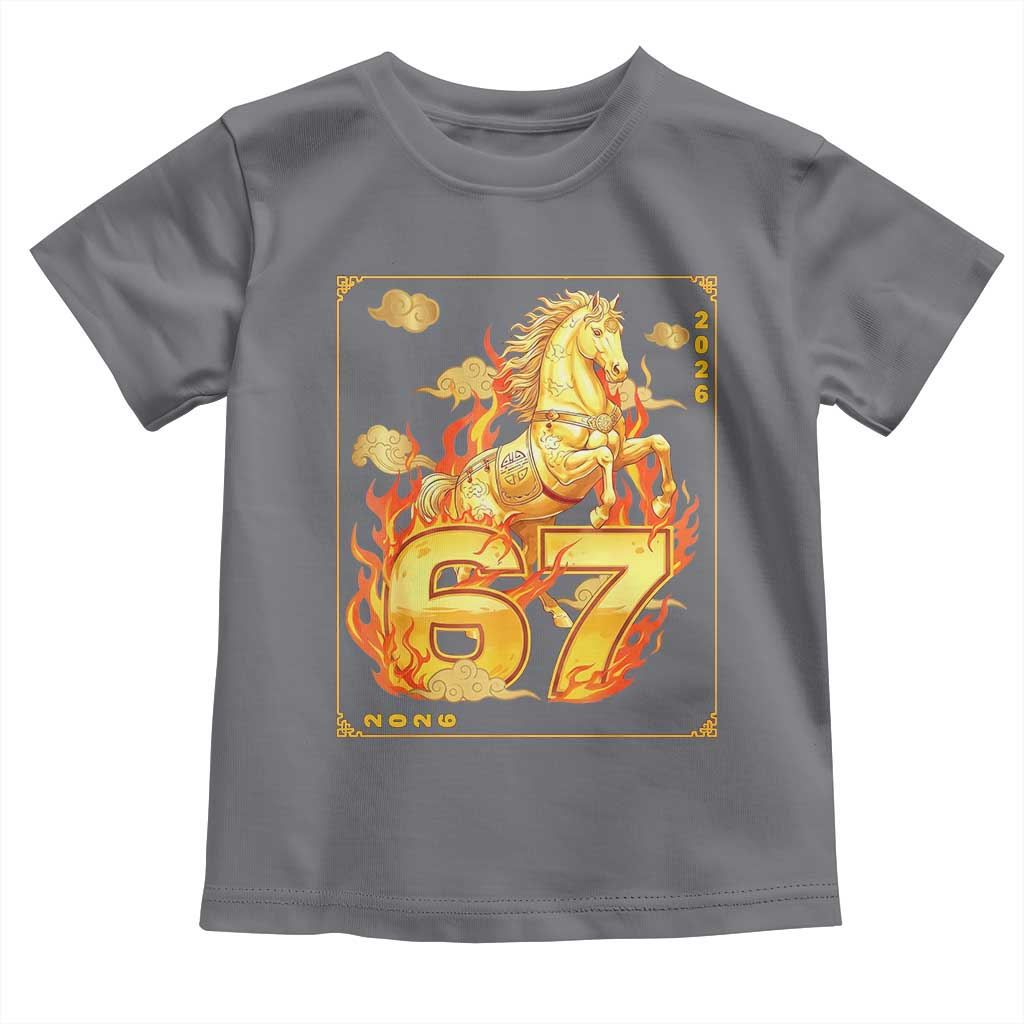 Funny Horse Six Seven Meme Toddler T Shirt Happy Lunar New Year TS12 Charcoal Print Your Wear