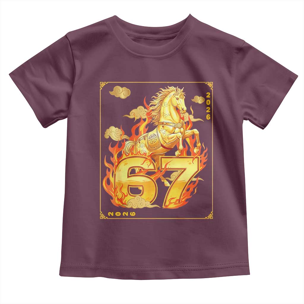 Funny Horse Six Seven Meme Toddler T Shirt Happy Lunar New Year TS12 Maroon Print Your Wear