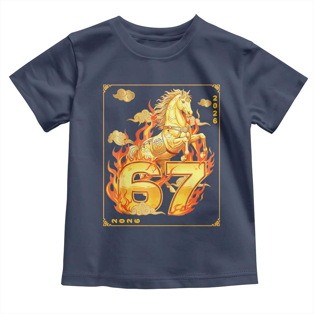 Funny Horse Six Seven Meme Toddler T Shirt Happy Lunar New Year TS12 Navy Print Your Wear
