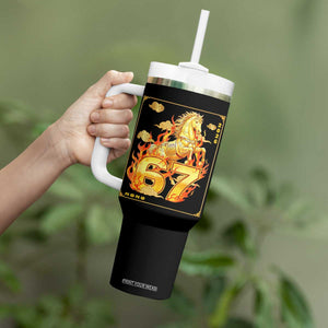 Funny Horse Six Seven Meme Tumbler With Handle Happy Lunar New Year TS12 Print Your Wear