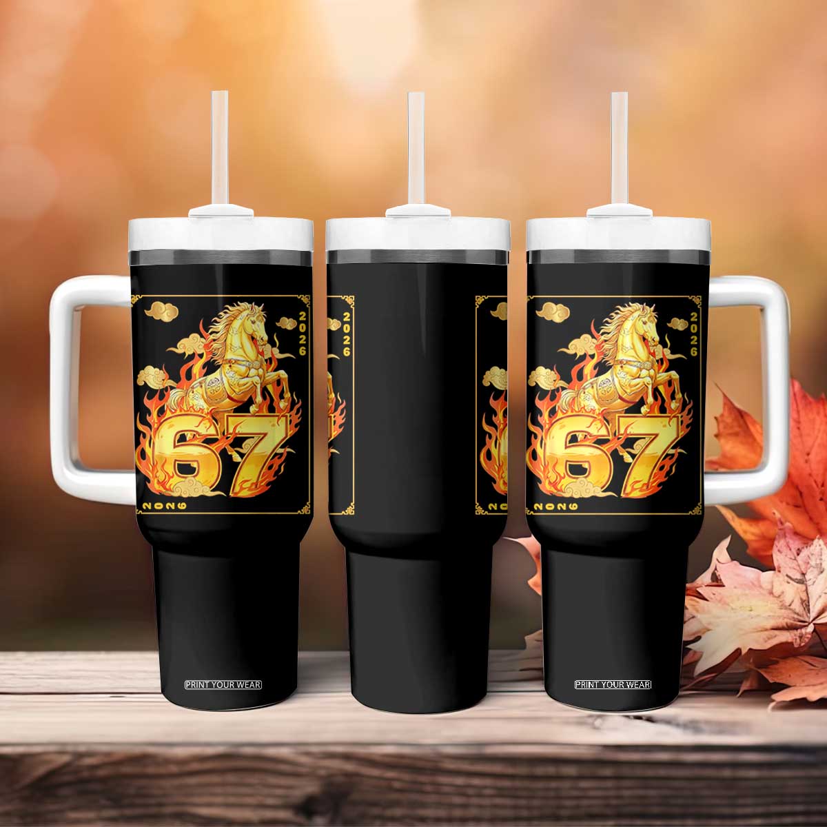 Funny Horse Six Seven Meme Tumbler With Handle Happy Lunar New Year TS12 Print Your Wear