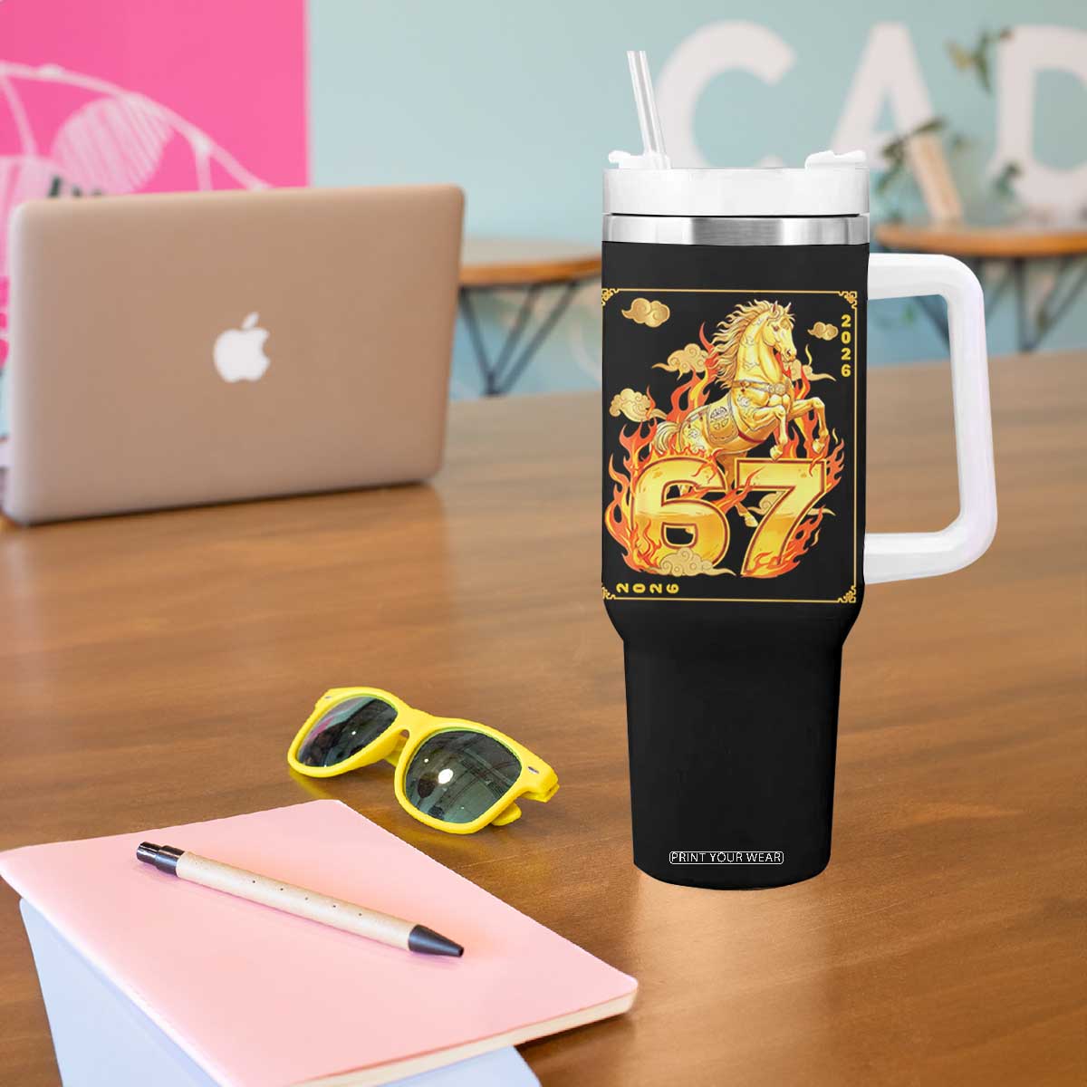 Funny Horse Six Seven Meme Tumbler With Handle Happy Lunar New Year TS12 Print Your Wear