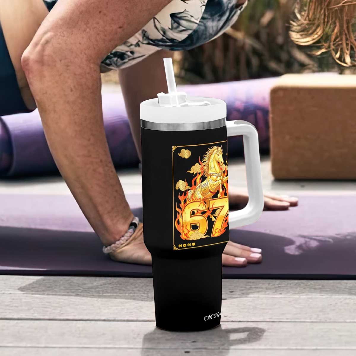 Funny Horse Six Seven Meme Tumbler With Handle Happy Lunar New Year TS12 Print Your Wear