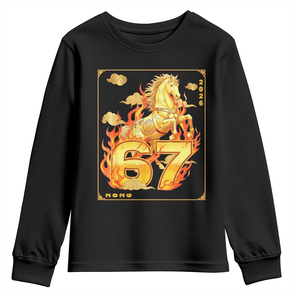 Funny Horse Six Seven Meme Youth Sweatshirt Happy Lunar New Year TS12 Black Print Your Wear